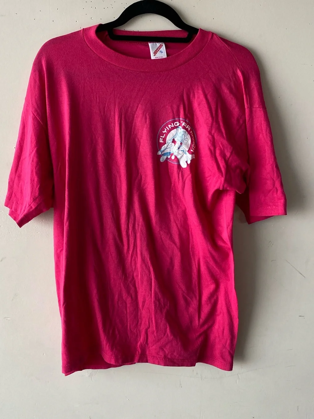 Vintage 90s Jerzees Flying AA Ranch T-Shirt XL Pink Cowboy Graphic Tee